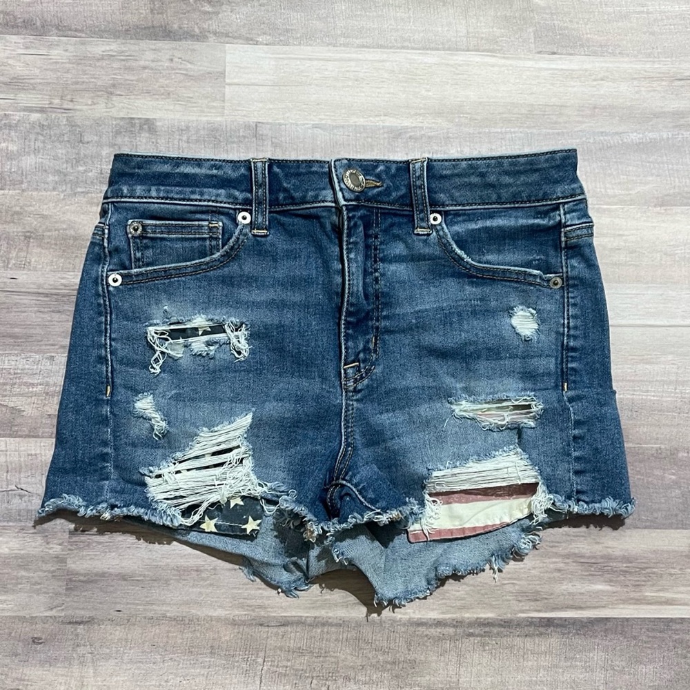 American Eagle Patriotic/ American Flag Jean Shorts